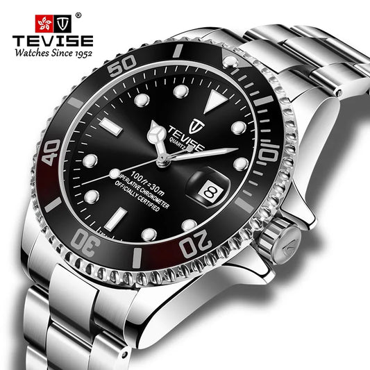 Hot Sell 2020New Tevise Quartz Men's Watch Automatic Date Fashion Luxury Sport Watches Stainless Steel Clock Relogio Masculino